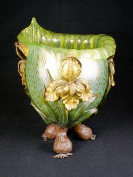 Vase - patiniertes Messing, Irisierend Glas - Johann Ltz Witwe - Kltersk Mln (Klostermhle) - 1900