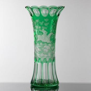 Glasvase - klares Glas, grünes Glas - 1970 Glasvase - klares Glas, grünes Glas - 1970