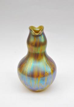 Vase - Irisierend Glas - Lötz Bohemia, decor Medici metallic gelb - 1902