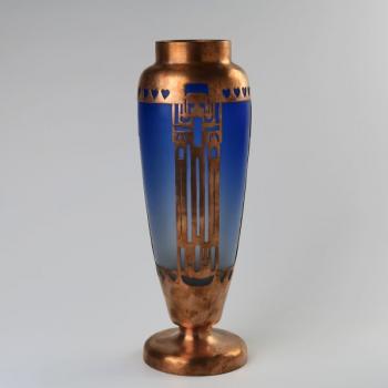 Vase - Kupfer, blaues Glas - 1910